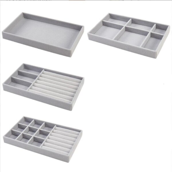4pcs Jewelry Tray Jewelry Drawer Organizer Trays Rings Earrings Storage Tray Ring Display Tray