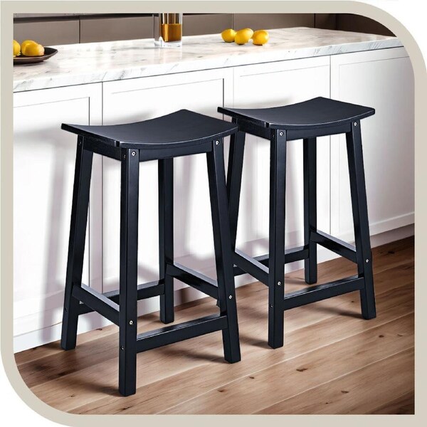Furb Wooden Bar Stools set of 2 Black Modern Kitchen Bar Stools