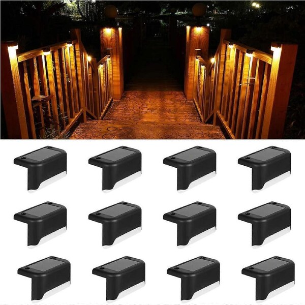 JOYBUY Solar Deck Lights Outdoor, 4/8/12 Pack Solar Step Lights Waterproof Led Solar Lights for Outdoor Stairs, Step, Fence, Railing, Yard and Patio