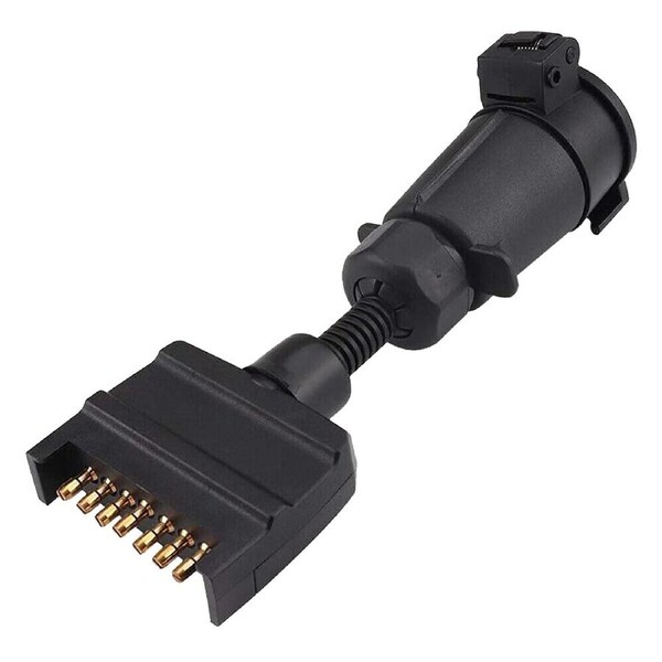 7 Pin Adapter Plug Round Female to Flat Male Trailer Caravan Boat Connector
