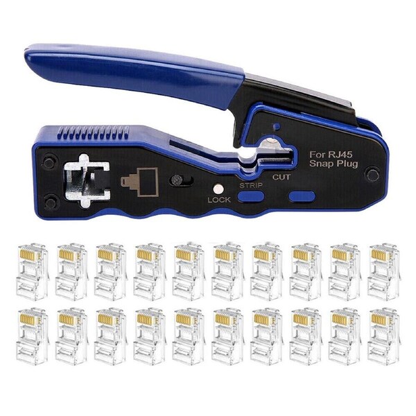 RJ45 Crimper Crimping Tool Cat5e 6 7 HD Pass Through Network Cable Connector
