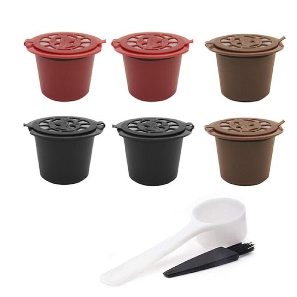 Refillable Reusable Coffee Filter Capsule Pods For Nespresso Maker Machine - 6pcs