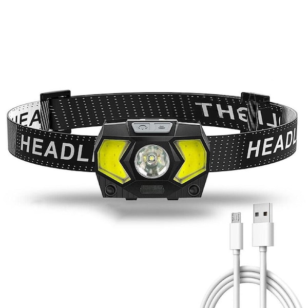 LED Head Torch COB Camping Headlamp USB Rechargeable Flashlight Lamp