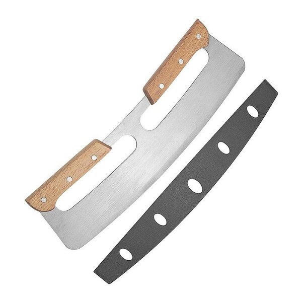 Kitchen Stainless Steel Pizza Cutter Rocker 35cm Protective Cover Slicer Blade