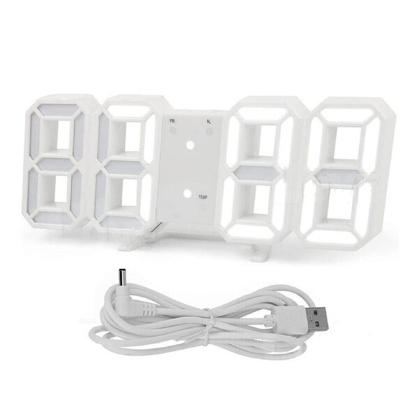 3D LED Digital Wall Clock Alarm Date Temperature Table Desktop Home Decor With USB