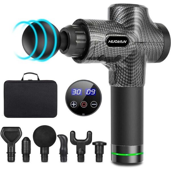 Massage Gun,Electric Muscle Massager Portable Muscle Fascial Gun Deep Tissue Massage Gun for Athletes Back Body Leg, Low Noise Muscle Massager with Storage Bag and 6 Massage Heads