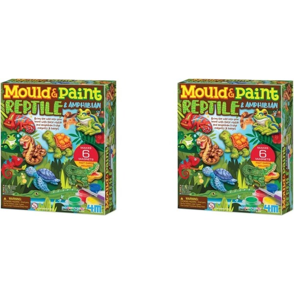 2x 4M Mould & Paint Reptile & Amphibian Kids/Children Art Craft Activity Kit 5+