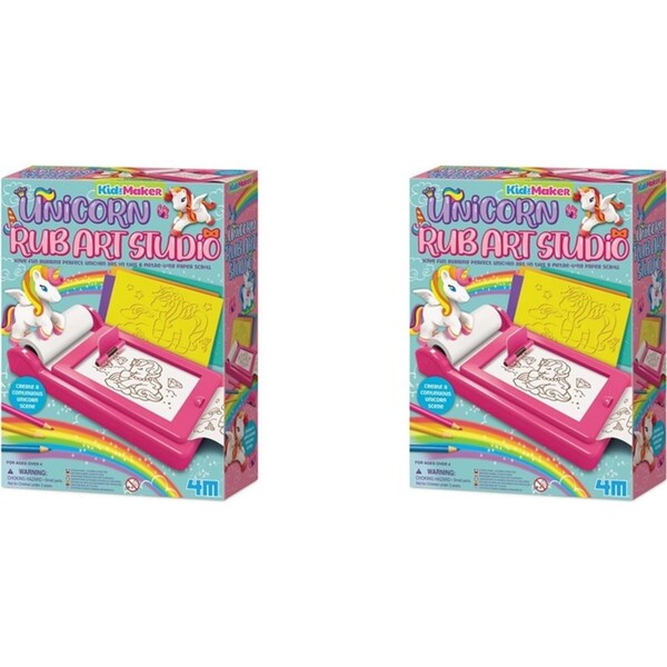 2x 4M KidzMaker Unicorn Rub Art Studio Kids/Children Art Craft Activity Kit 4y+