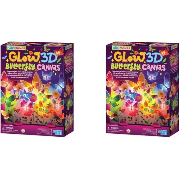 2x 4M KidzMaker 3D Glow Butterfly Art Kit Canvas Kids/Children Room Decor 5y+