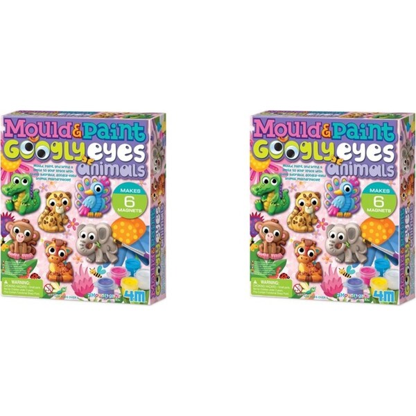 2x 4M Mould & Paint Googly Eyes Animals Kids/Children Art Craft Activity Kit 5+