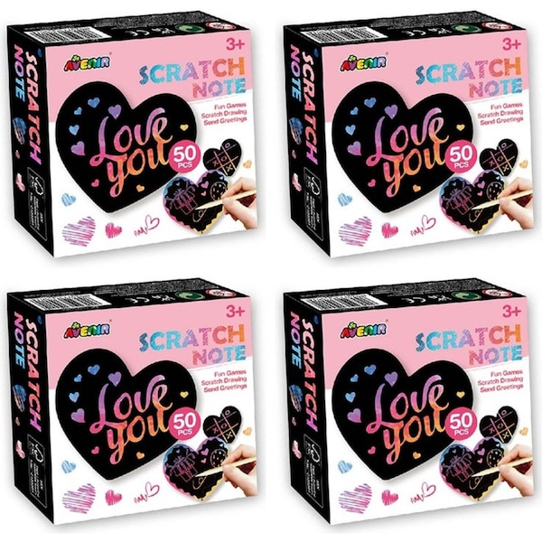4x Avenir Scratch Note Books Love Singles Drawing Game Messages/Greetings 3y+