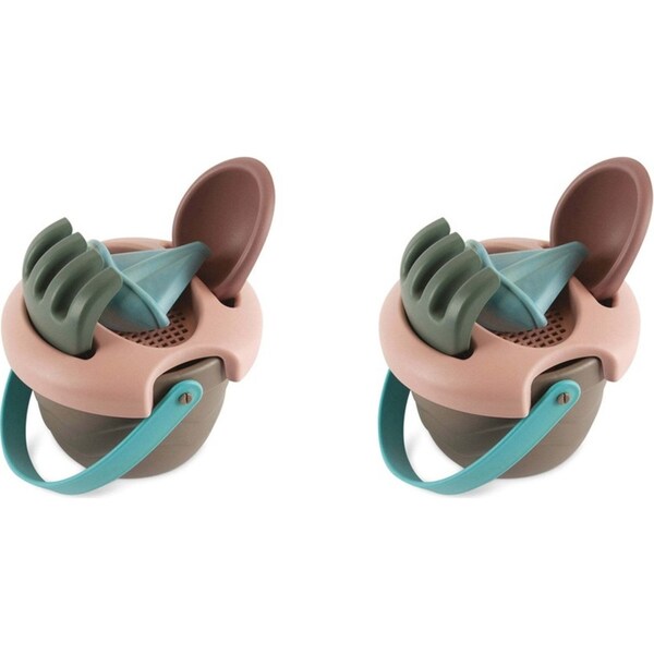 2x Dantoy Green Bean Bucket Educational Set Kids/Children Sand Pit Toys 2y+