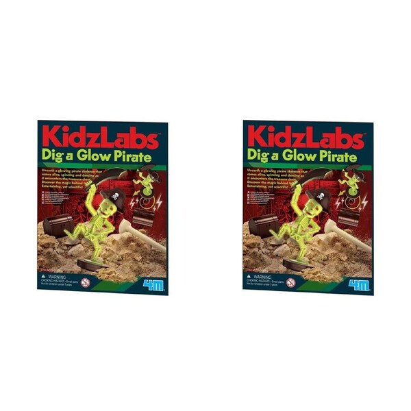 2x 4M KidzLabs Dig A Glow Pirate Magnet Pirate Skeleton Kids/Children Toy 5y+