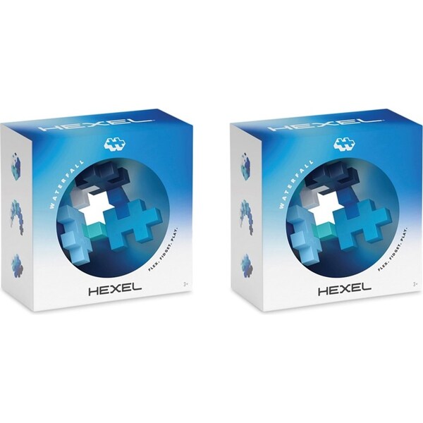2x Plus Plus Hexel Fidget Toy Waterfall Kids/Child 6-Interconnected Blocks 3y+