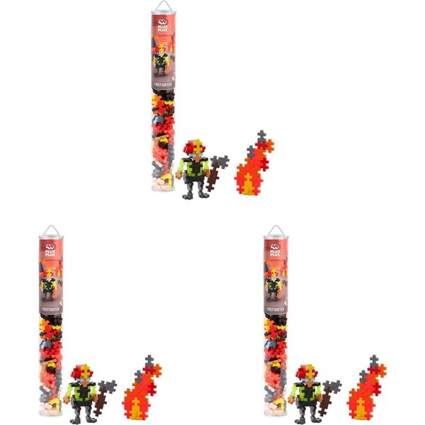 3x 100pc Plus Plus 3.5x28cm Everyday Heroes Firefighter Kids/Child 3D Puzzle 5+