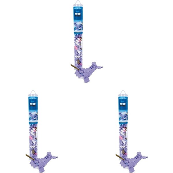 3x 100pc Plus Plus Narwhale Kids/Children 3D Puzzle Building Toy Purple 5y+