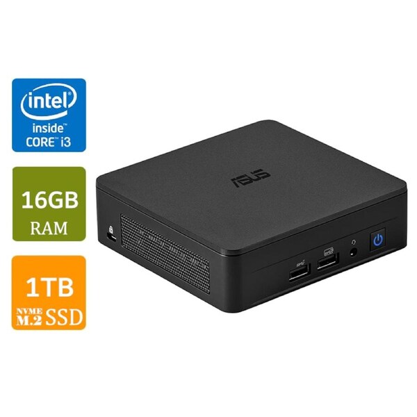 Asus NUC 13 Pro Mini PC System, i3-1315U, 16GB RAM, 1TB NVMe SSD, W11H, Slim Kit [RNUC13ANKI300000I-H4]