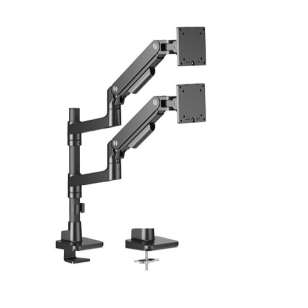 Brateck LDT81-C024P-B NOTEWORTHY POLE-MOUNTED HEAVY-DUTY GAS SPRING DUAL MONITOR ARM Fit Most 17'-49' Monitor Fine Texture Black