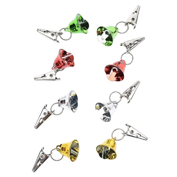 8x 15mm Shiny Multi Colour Christmas Beard Bells