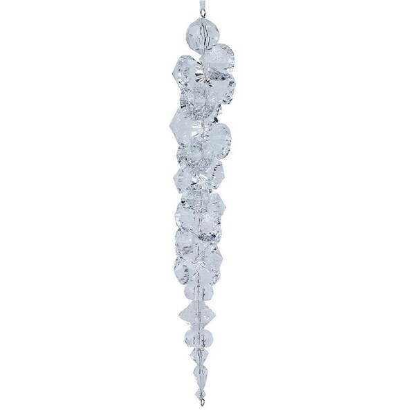 26cm Diamond Simulant Cluster Icicle Decoration With Silver Glitter