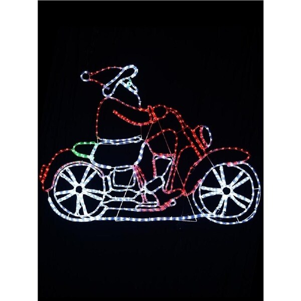 1.5m Santa Riding Motorbike With Cool White, Red & Green LED Light Display