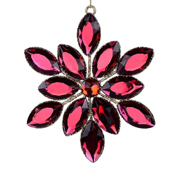 11cm Oval Ruby Gem Simulant Flower Christmas Tree Ornament