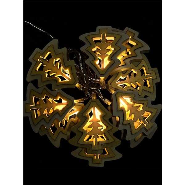 24 Warm White LED With White & Natural Christmas Trees 3.4m String Light