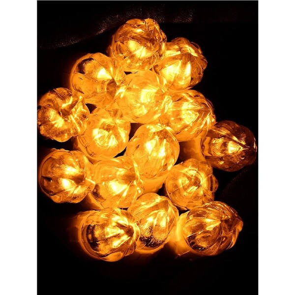 50 Warm White LED Static Flame With White Christmas Candles 4m String Light