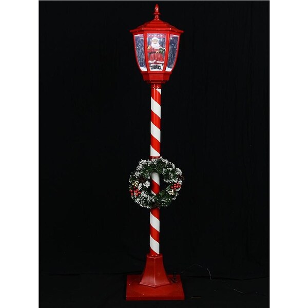 1.5m Santa Snow Globe & Wreath Indoor Christmas Music Lamp Post