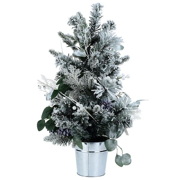 66cm Flocked Needles, Berries & Foliage Bouquet Tabletop Tree With 70 Tips