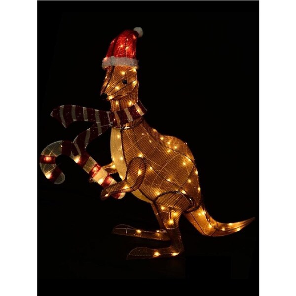 1.1m Warm White With Twinkle LED Christmas Kangaroo Fabric Light Display