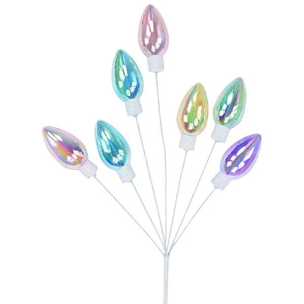 61cm Pastel Rainbow C9 Bulb Spray Long Christmas Stem