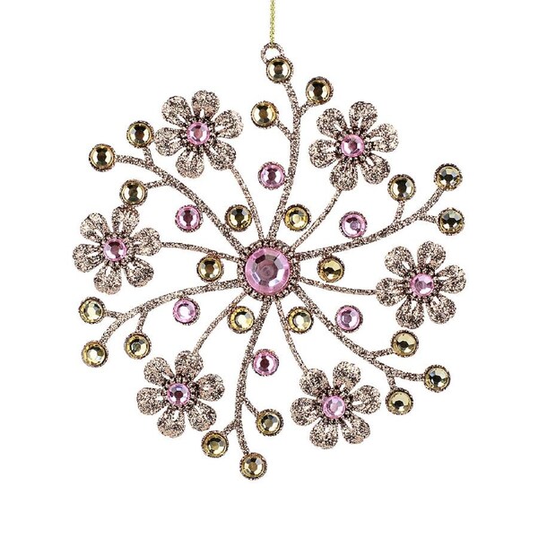 15cm Champagne Glitter 2D Flower Bouquet Decoration With Gem Simulants