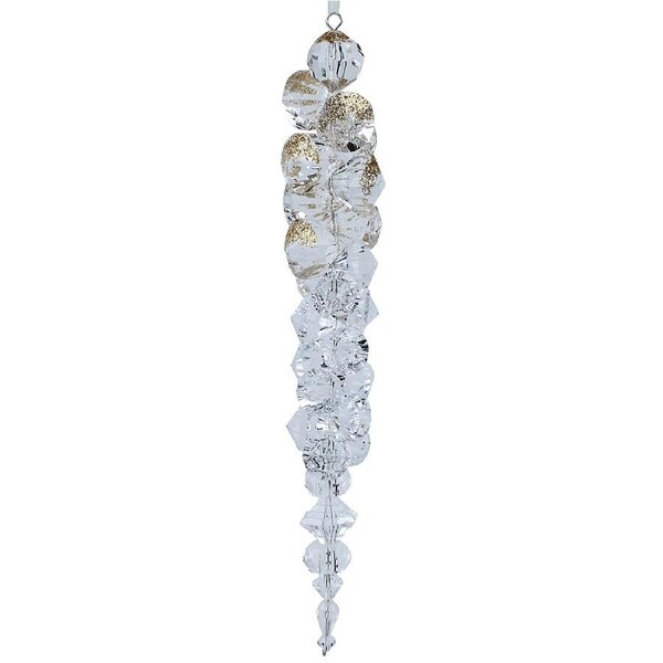 Diamond Simulant Cluster Icicle Decoration With Champagne Glitter - 26cm