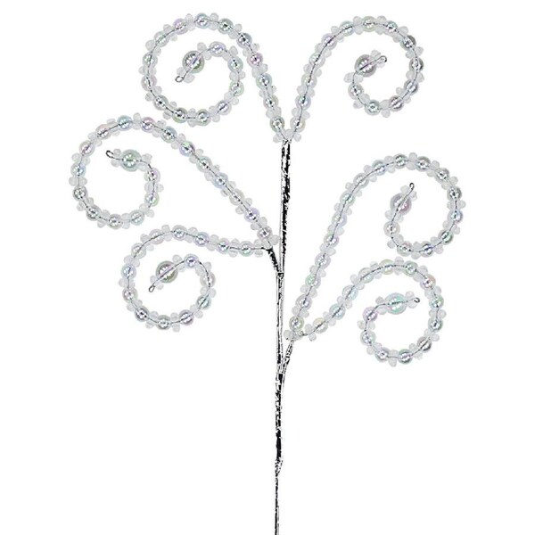 52cm Clear Iridescent Bead Branch & Curl Tip Spray Long Christmas Stem