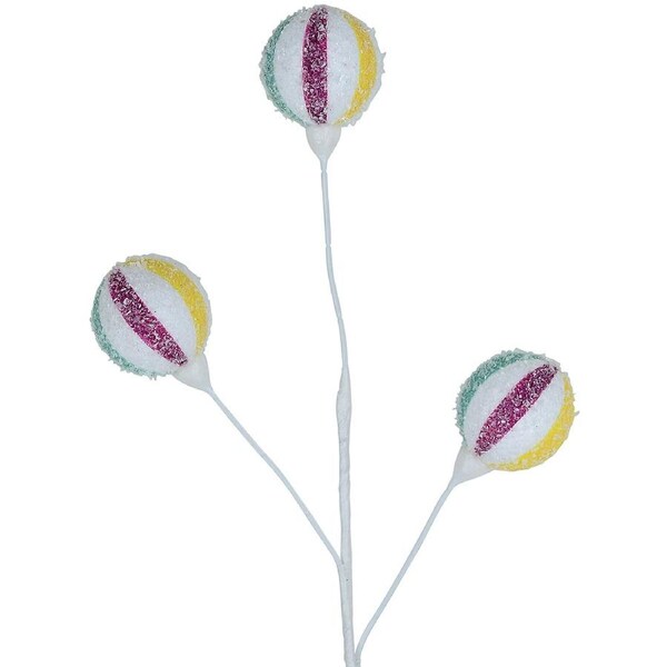 16cm Frosted Sassy Spheres Candy Ball Lollipops Christmas Tree Clip Pick