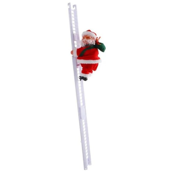 SuperOffice Christmas Santa Claus Climbing Ladder Musical Xmas Decoration