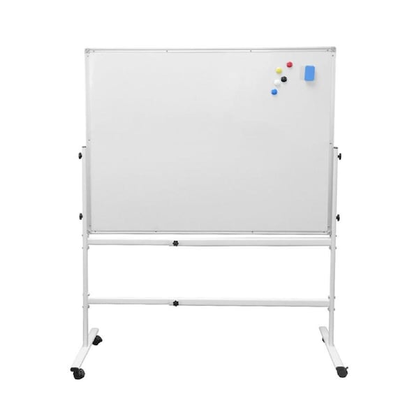 Double-Sided Mobile Whiteboard 140-180cm Height Adjustable Magnetic Whiteboard On Wheels Aluminium Frame with Eraser and Marker for Office Home Classroom