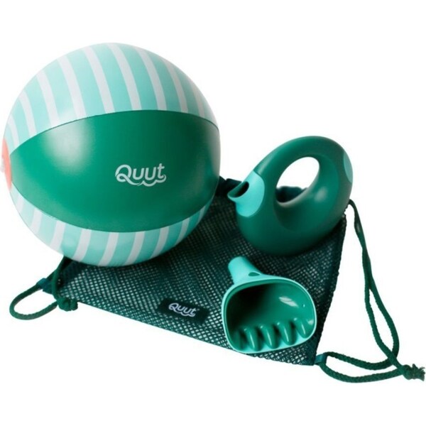 3pc Quut Garden Set Rake/Watering Can/Ball Green Kids Outdoor Play Toy 1y+