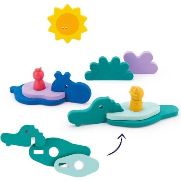 Quut Puzzle Friends Into The Jungle Croco/Hipo Kids/Children Bath Toy 10m+
