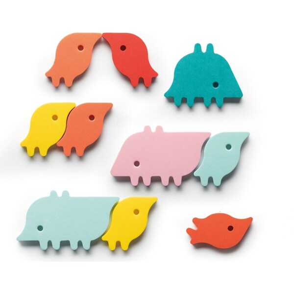 10pc Quut Bath Puzzle Animal Parade Sticky Soft Foam Kids Bath Toys 10m+