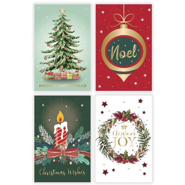 10x 17cm Traditional Design With Foil Highlights Christmas Greeting Cards