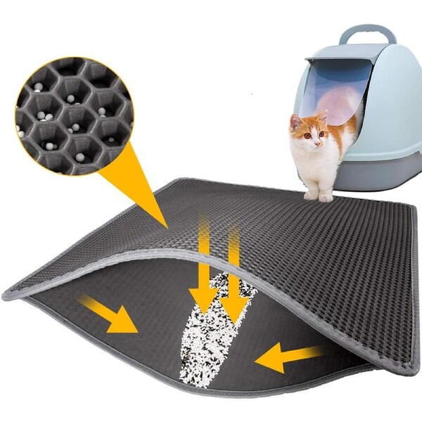 2 Pack Cat Litter Mat Trapping for Litter Box, No Slip & Large, Urine & Waterproof, Washable Easy Clean (24" x 15")