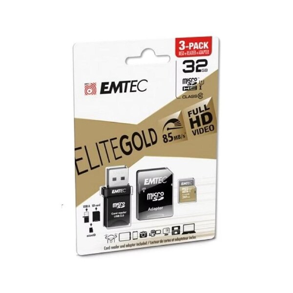 Emtec Micro SD 32GB C10 USB 2.0 Card Reader Bundle AUS