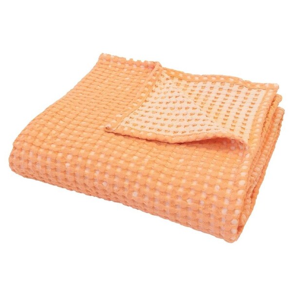 Bambury Dora Cotton Waffle Throw-Peach