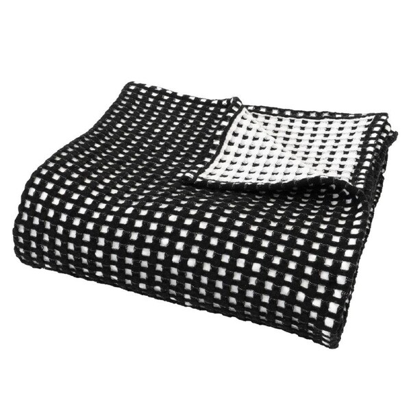 Bambury Dora Cotton Waffle Throw-Black