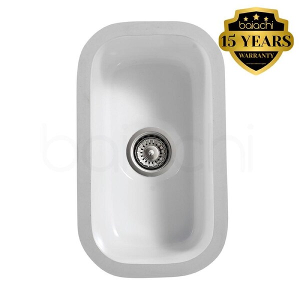 Baiachi Ceramic Kitchen and Laundry Undermount Sink Stainless Steel Waste