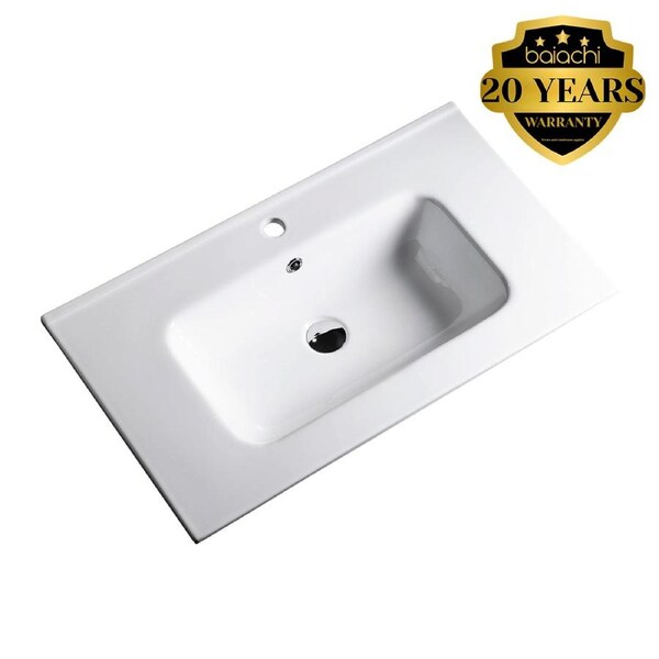 760X465X170mm Bathroom Vanity Cabinet Ceramic Wash Basin Sink Top White 75Q