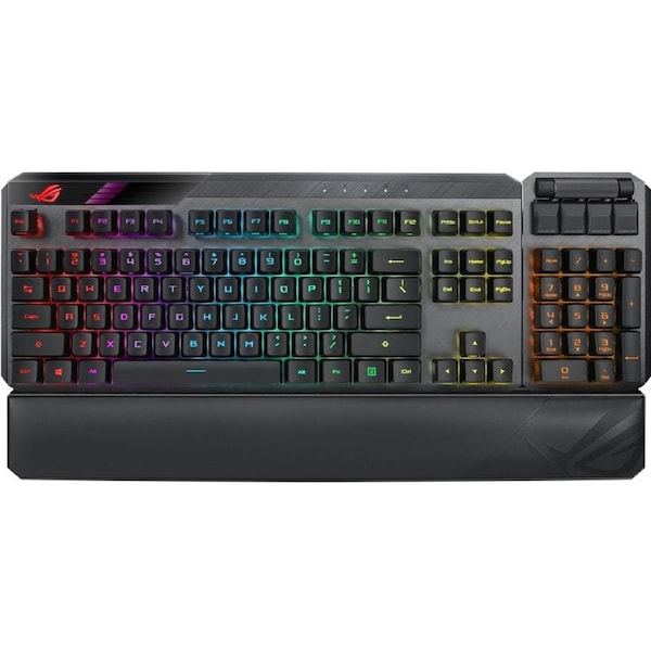 Asus ROG Claymore II Gaming Keyboard - Wired/Wireless Connectivity - USB 2.0 Type C Interface - RGB LED - Black - Opto-mechanical Keyswitch - RF - -