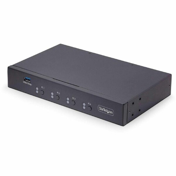 StarTech.com 4-Port KM Switch with Mouse Roaming, USB 3.0 Keyboard/Mouse Switcher for 4 Computers, 3.5mm and USB Audio, TAA Comp